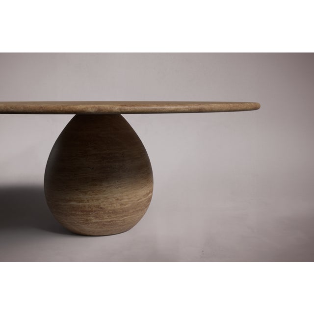 Pearl Noche Travertine Round Coffee Table 40" For Sale - Image 4 of 5