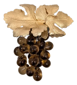 Vintage 1960s Signed Napier Goldtone Faux-Topaz Grape Cluster Brooch