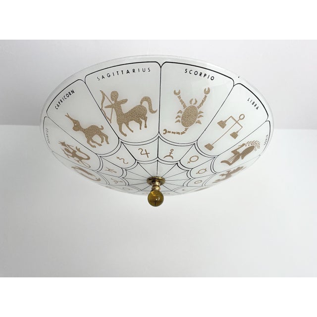 White 1970s Astrological Star Flush Light For Sale - Image 8 of 18