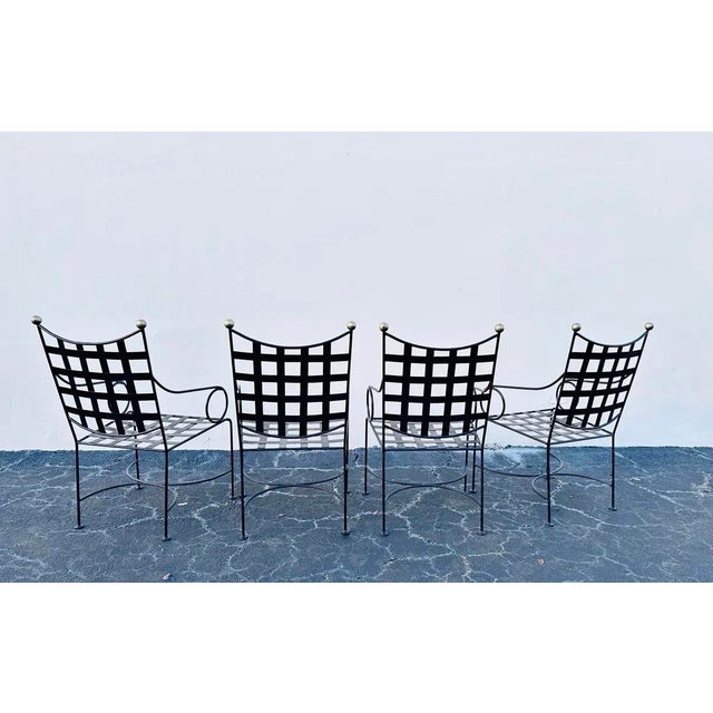 Mario Papperzini Mid 20th Century Mario Papperzini Style Iron & Bronze Garden Dining Chairs- Set of 4 For Sale - Image 4 of 9