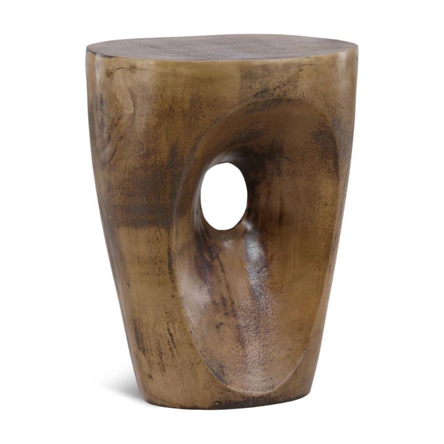 Bronze Modern Brass Bronzed Finish Hole Side Table For Sale - Image 8 of 8