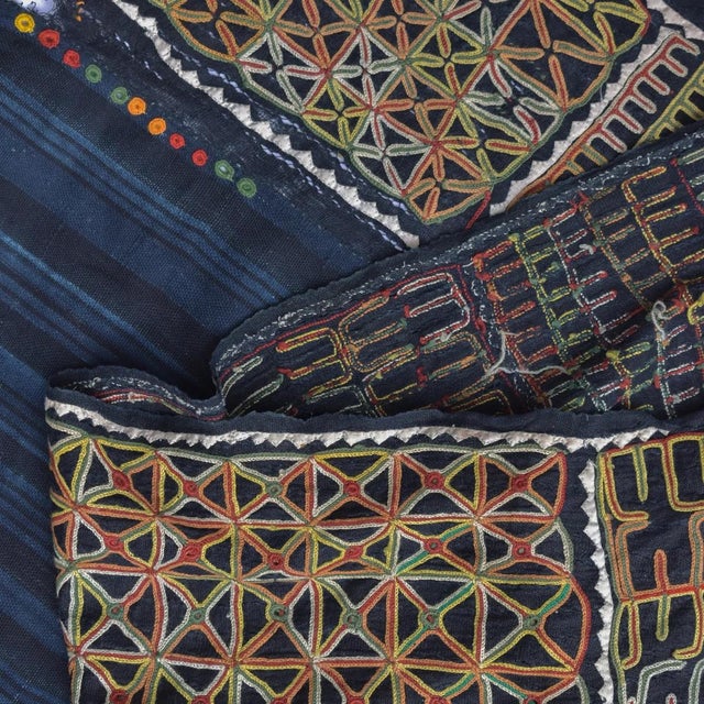 Textile Early 20th Century Wodaabe Bororo Indigo Embroidered Textile 47x57 inches For Sale - Image 7 of 7