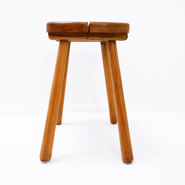 Rustic Pine Stool with Four Legs, 1960s For Sale - Image 6 of 12