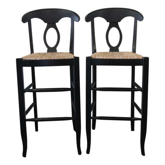 Pottery Barn Black Bar Stools A Pair Chairish