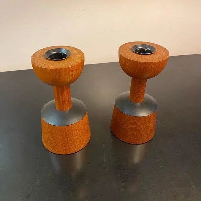 Mid-Century Modern 1960s Scandinavian Modern Rosewood Candleholders by Laurids Lonborg - Set of 2 For Sale - Image 3 of 9