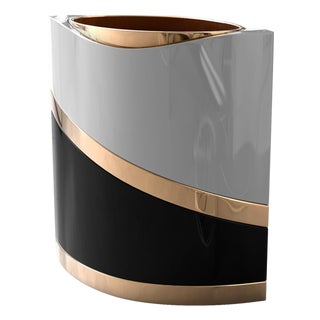"Arcadia" Ice Bucket With Bronze and Stainless Steel, Handmade For Sale