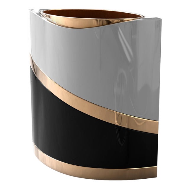 "Arcadia" Ice Bucket With Bronze and Stainless Steel, Handmade For Sale