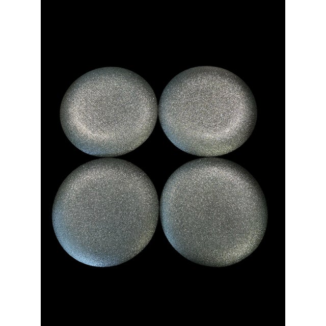 Glass Late 20th Century Akcam Turkish Metallic Glitter Art Glass Salad Plates, Set of 4 For Sale - Image 7 of 8