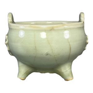Vintage‑Style Chinese Longquan Celadon Tripod Censer, Decorative Ceramic Burner