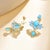 Nina Zhou Jewelry Nina Zhou 9.98ctw Aspire Lotus Turquoise Aquamarine Diamond Drop Earrings For Sale - Image 4 of 7