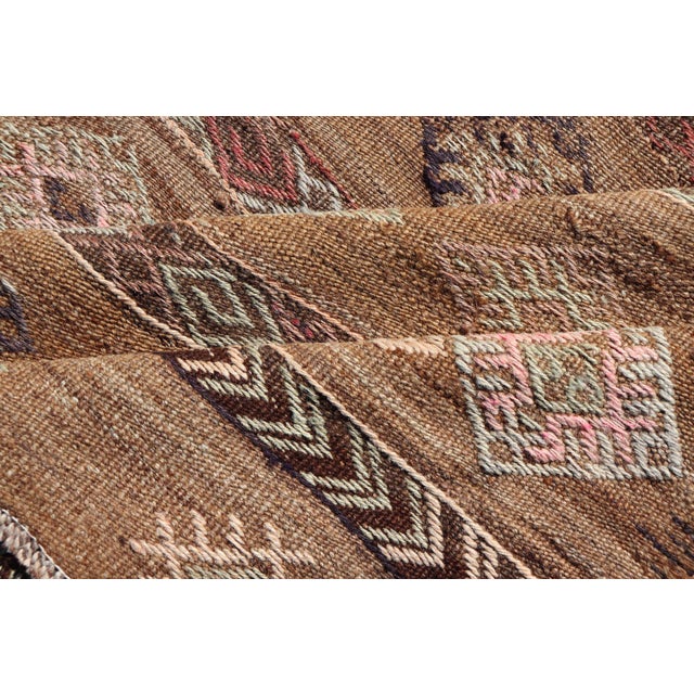 Vintage Turkish Embroidered Flatweave Rug Gallery With Striped Geometric Design For Sale - Image 11 of 12