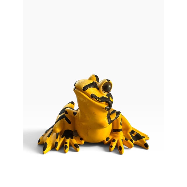 Vintage 2003 Set of 3 Yellow & Black Frog Figurines Sculptures For Sale In Portland, ME - Image 6 of 12