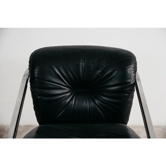 Black Modern Dining Armchairs in Steel and Leather from Mobil Girgi, 1970s, Set of 4 For Sale - Image 8 of 18