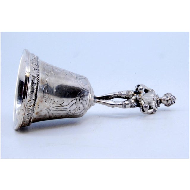 Silver Table Bell with Reliefs and Harlequin Figure For Sale - Image 4 of 9