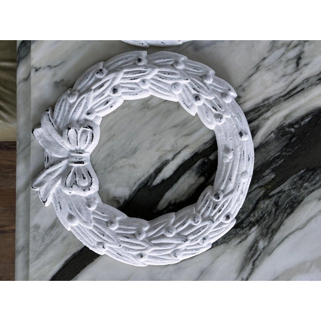 Vintage Cast Metal Christmas Wreaths - a Trio For Sale - Image 4 of 6