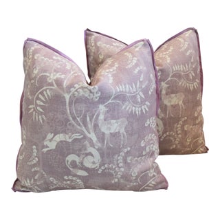 Designer Lisa Fine Pandora Lavender Linen Feather Down Pillows 21 Square