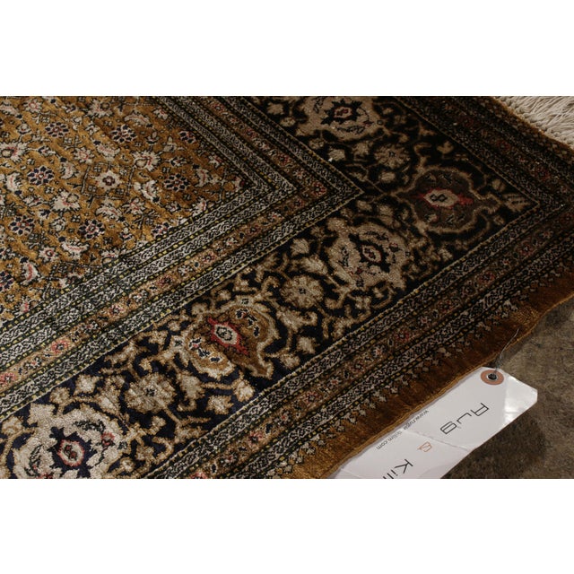 1950s Hand-Knotted Vintage Persian Qum Rug in Beige-Brown Medallion Pattern For Sale - Image 5 of 7