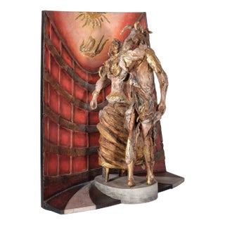 Lorenzo Serval, Theater of Icarus, 1999, Gold-Leaf & Wood Sculpture For Sale