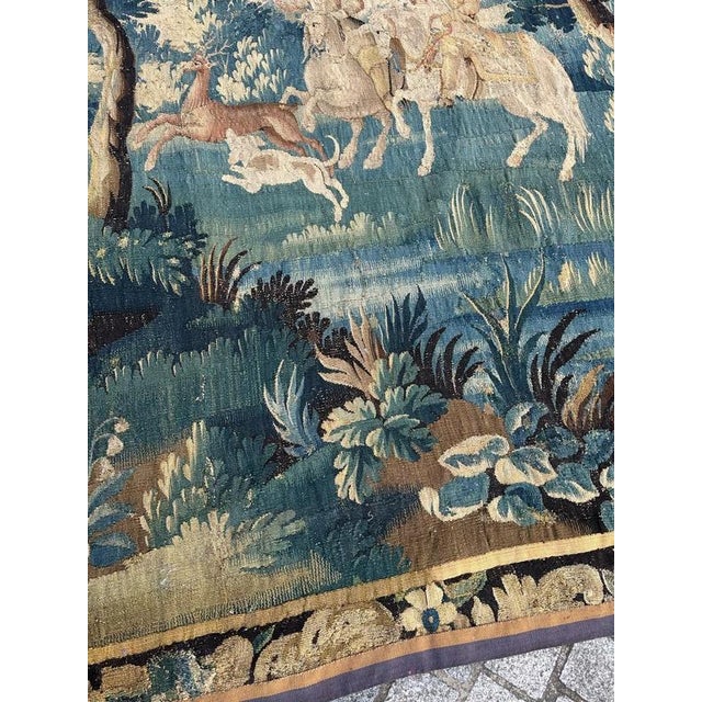 Hunting with Hound Tapestry from Aubusson, 1700s For Sale - Image 18 of 18