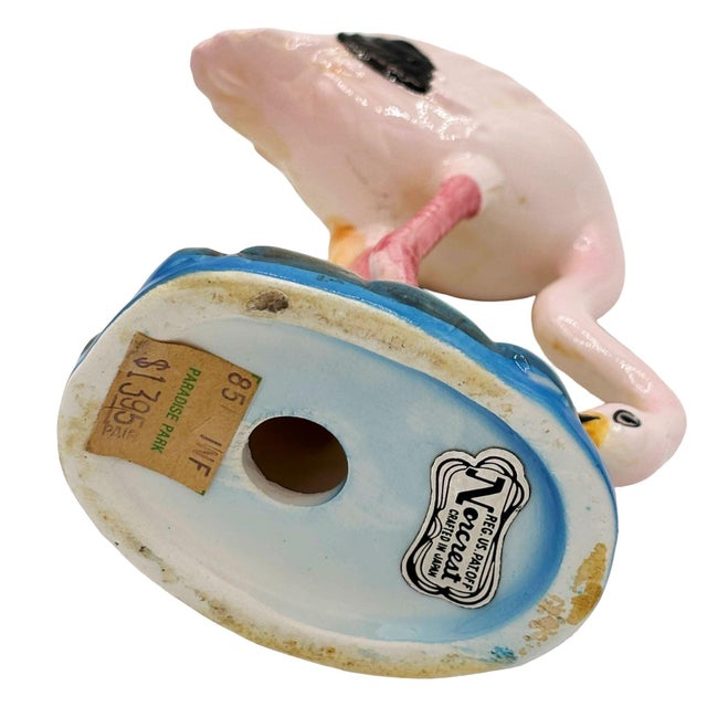 1950s Mid 20th Century Pink Flamingo Ceramic Tabletop Statue by Norcest For Sale - Image 5 of 5