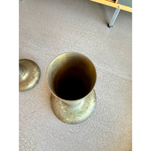 1960s 1960s Paolo Marini Laras Padova Brass Bud Vases Mid-Century Modern Italian Design Set For Sale - Image 5 of 14