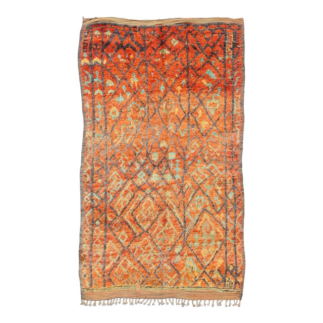 Mid 20th Century Vintage Moroccan Beni Mklid Rug With Sub-Geometric Tribal Design For Sale