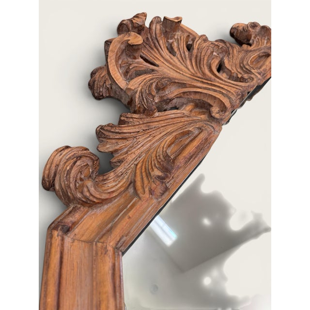 Rococo Antique Italian Hand-Carved Rococo Baroque Wall Mirror | Ornate Wood Louis XV Style For Sale - Image 3 of 13