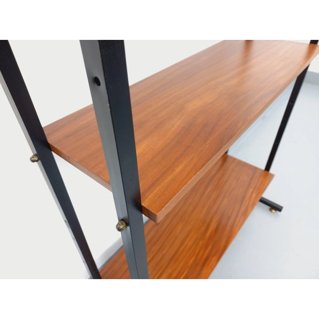 Wood Vintage Italian Modular Teak and Metal Bookcase, 1960s For Sale - Image 7 of 14