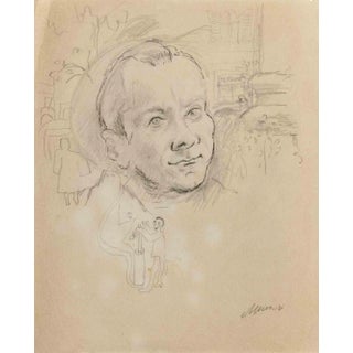 Mino Maccari, Self Portrait, Drawing on Paper, 1935 For Sale