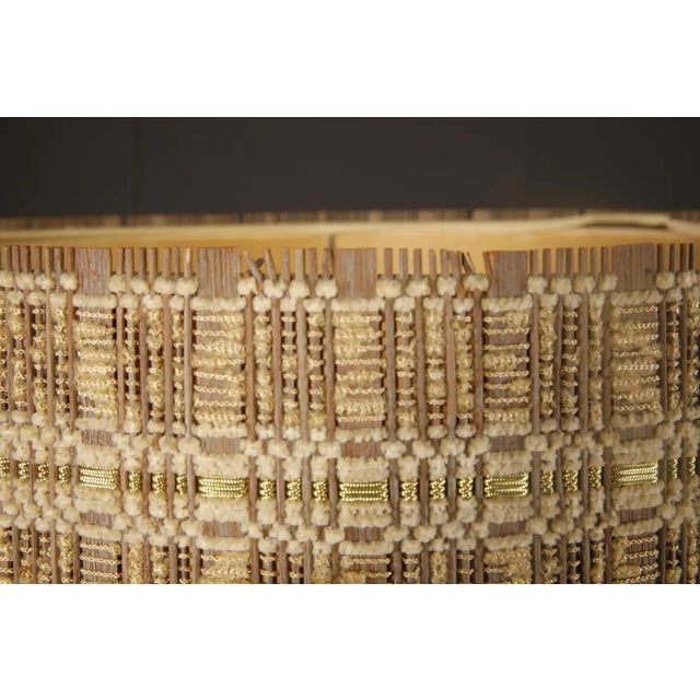 Maria Kipp Mid-Century Modern Natural & Pale Gold Checker Weave Lampshade, 1960s For Sale - Image 9 of 11