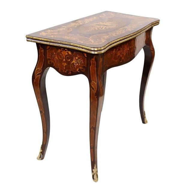 French Marquetry Game Table For Sale - Image 3 of 6