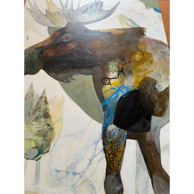 "Got Bark?" a Moose Painting by LWren Walraven For Sale In Santa Fe - Image 6 of 10