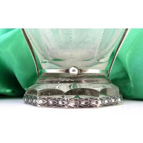 Vase in Cut Glass with Silver Structure and Applications For Sale - Image 6 of 7