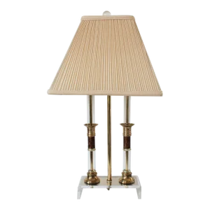 Vintage Brass and Lucite Bouillotte Table or Desk Lamp