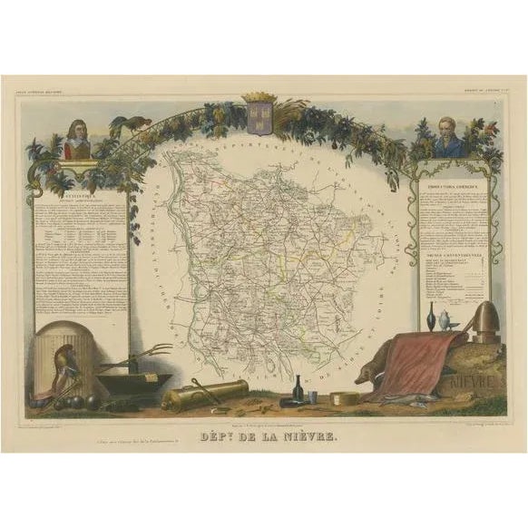 Antique Map of the Department of Nièvre For Sale - Image 6 of 6