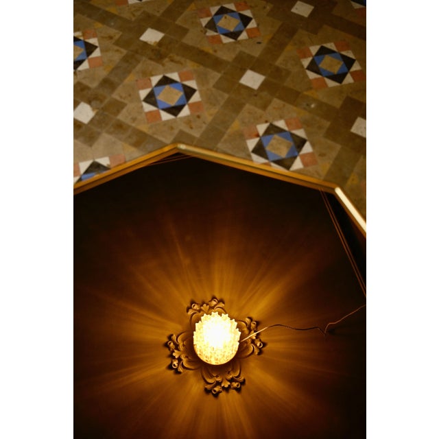 Mid-Century Brass and Glass Ceiling Lamp attributed to Helena Tynell for Limburg Glashutte, 1960s For Sale - Image 4 of 10