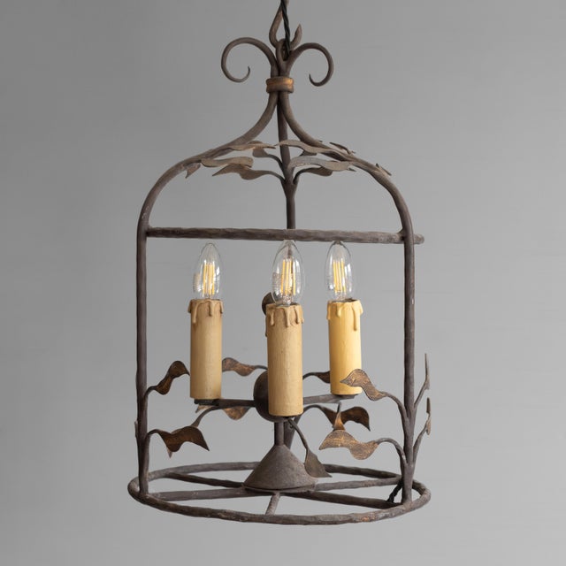 Metal Vintage Decorative Lantern in Steel, 1930s For Sale - Image 7 of 7