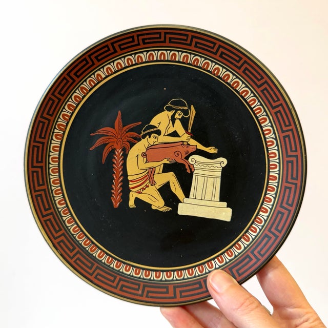 Burnt Orange Vintage Set of 6 Terracotta Ancient Greek Replica Wall Plates For Sale - Image 8 of 10