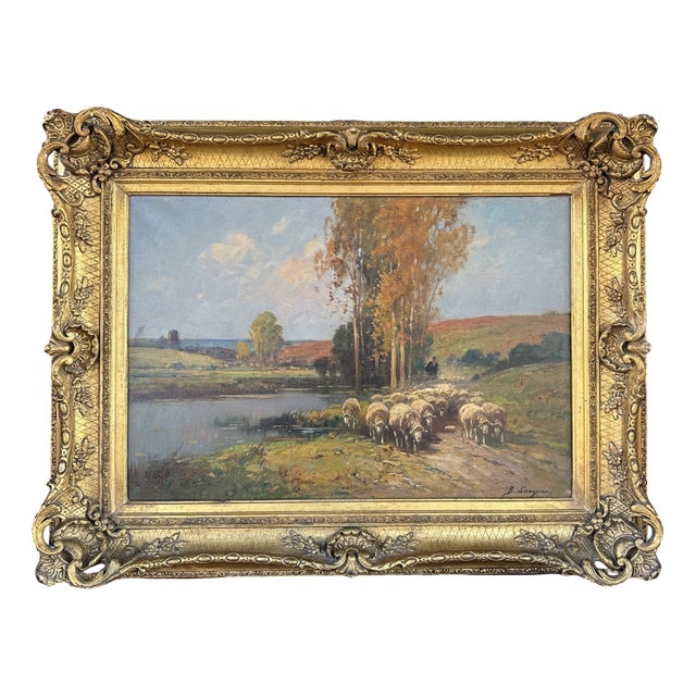 Brigitte Langevin, Pastoral Scene, 20th Century, Large Oil on Canvas, Framed For Sale