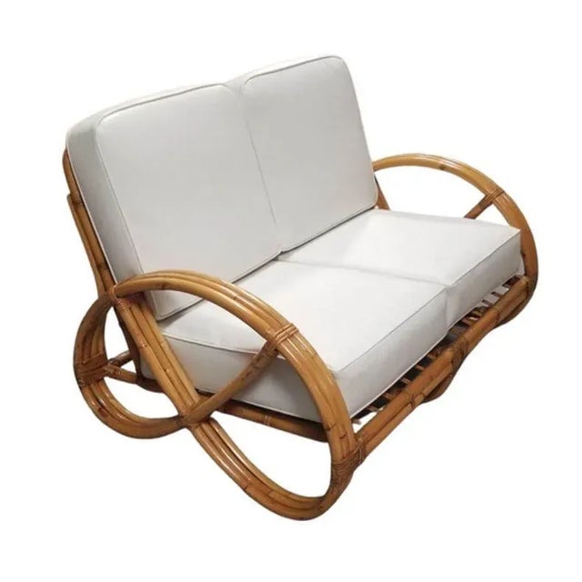 Mid-Century Modern Restored Mid-Century Frankl Style Rattan Three-Strand Full Pretzel Livingroom Set For Sale - Image 3 of 12