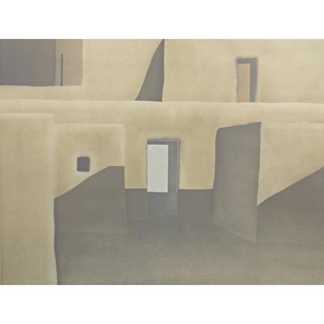 "Drum Maker" unframed limited edition lithograph on grayish-beige BFK Rives infinity paper by American artist John Axton....