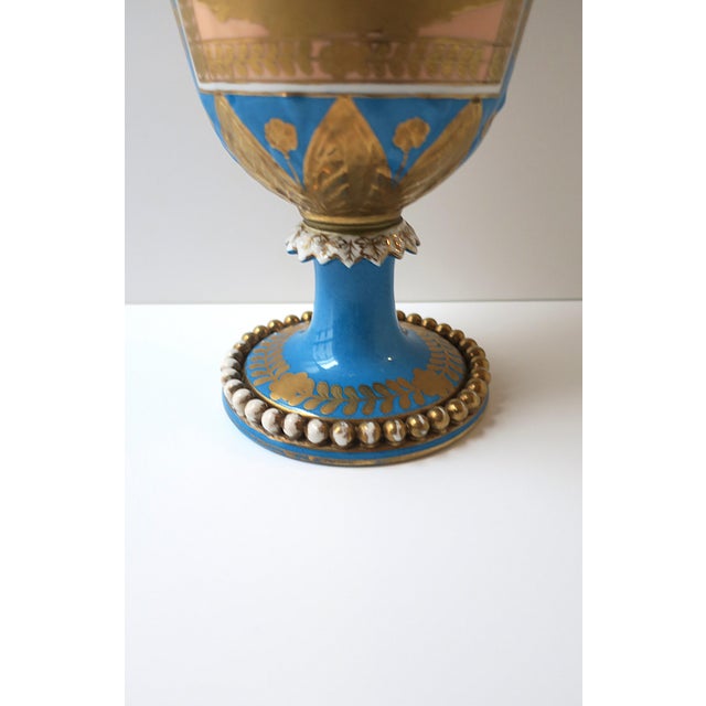 French Sèvres Style, German Porcelain Urn, Neoclassical, Blue & Gold, Circa 19th Century For Sale - Image 16 of 18