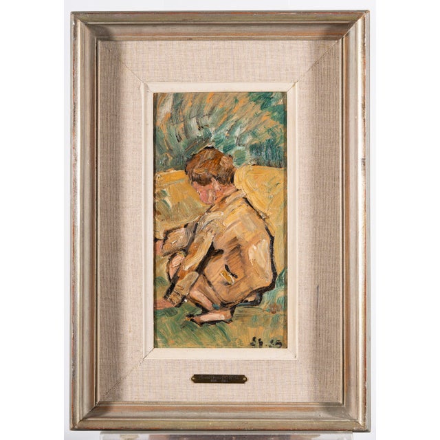 Ernest Samuel Geiger, Young Boy Playing Marbles, Oil on Board For Sale - Image 7 of 14
