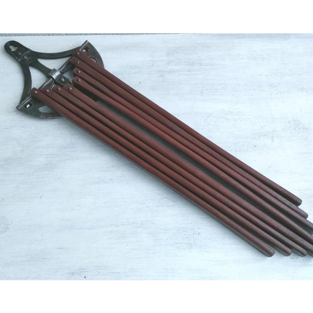 1930s Art Deco Wooden and Wrought Iron Fan-Shaped Towel Rack, 1930s For Sale - Image 5 of 7