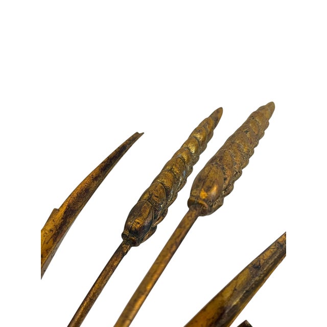 Vintage Italian Gold Tole Sheaf of Wheat Table With Glass Top For Sale - Image 15 of 15