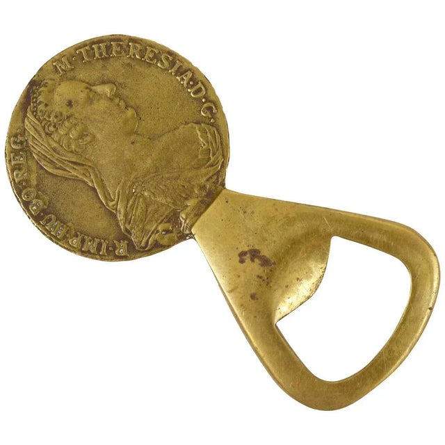 Brass Maria Theresia Coin Bottle Opener attributed to Carl Auböck, Austria, 1950s For Sale - Image 9 of 9