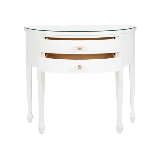 Chelsea House Inc George III Grasscloth Demilune - White For Sale - Image 4 of 6