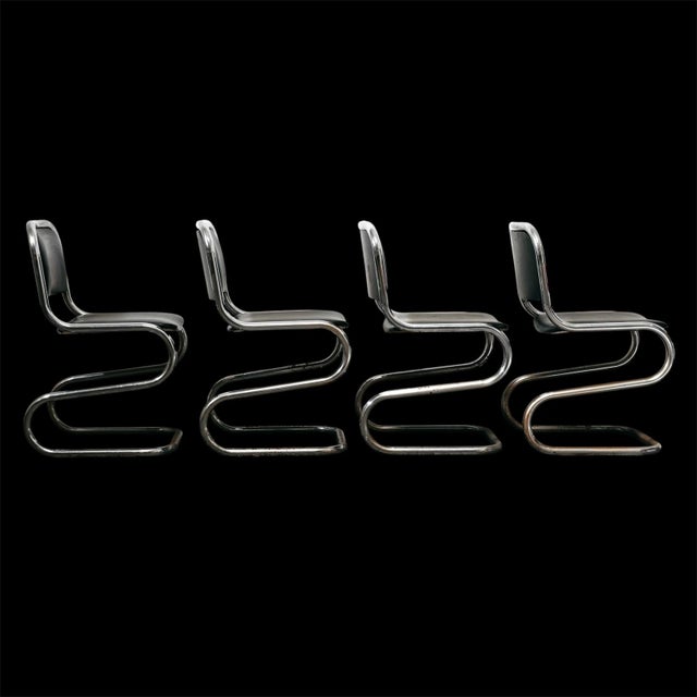 Chromed Steel Cantilever Chairs, 1980s, Set of 4 For Sale - Image 13 of 13