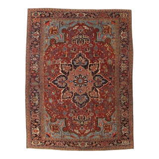 Antique Persian Heriz/Serapi Rug 8'6" X 11'2" For Sale