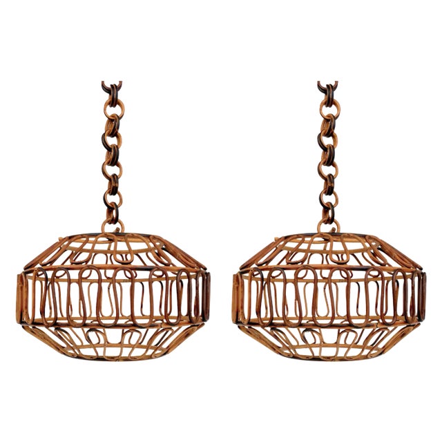 Bamboo & Rattan Pendant, Italy, 1960s For Sale